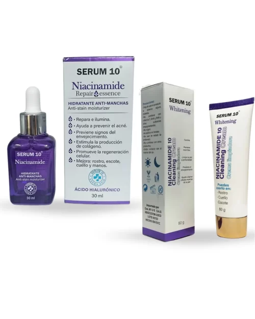 combo sérum 10 niacinamida y jabón facial de niacinamida para limpiar, hidratar e iluminar la piel